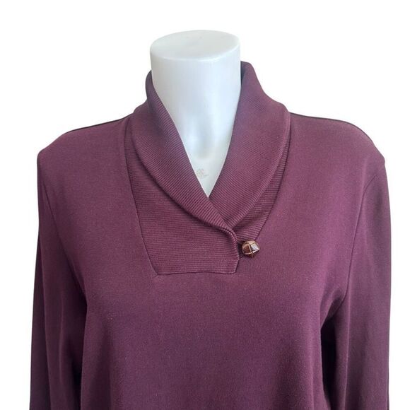 LAUREN Ralph Lauren Burgundy Pullover Shawl Neck Ribbed Knit Sweater 1X - Picture 2 of 7